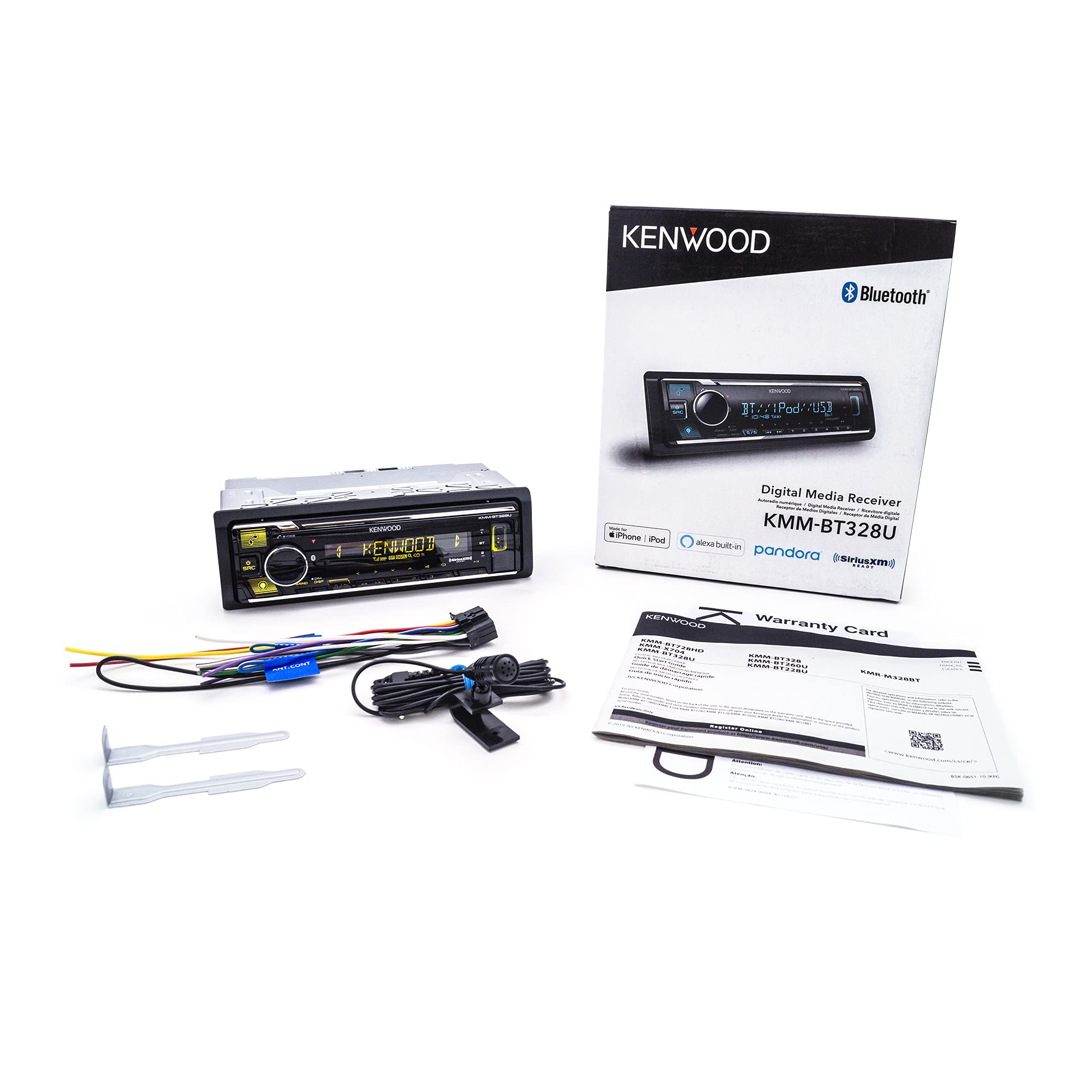KENWOOD KMM-BT328U Bluetooth Car Stereo with USB Port, AM/FM Radio, MP3 Player, Multi Color LCD, Detachable Face, Built in Amazon Alexa, Compatible with SiriusXM Tuner KENWOOD KMM-BT328U Bluetooth Car Stereo with USB Port, AM/FM Radio, MP3 Player, Multi Color LCD, Detachable Face, Built in Amazon Alexa, Compatible with SiriusXM Tuner
